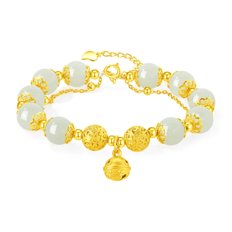 Lao Feng Xiang Hetian Jade Bracelets Green Jade Women's-0