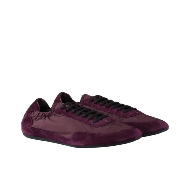 PRADA Collapse Low Top Casual Shoes Men's Burgundy-2