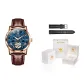 Brown Leather Rose Case Blue Dial[Regular Watch Box+Leather Strap]