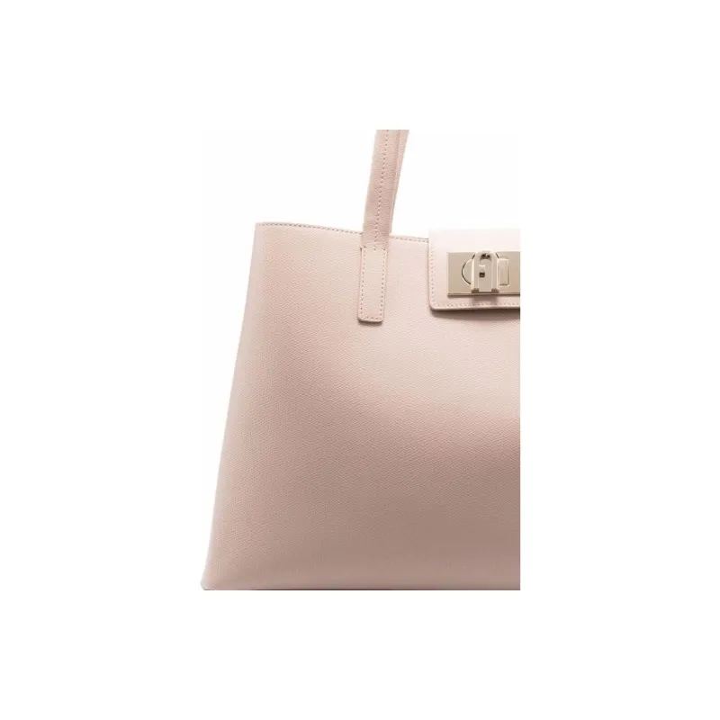 Furla 1927 Collection Leather Tote Bag Shopping Bag Shoulder Bag Handbag Large Size Women's Pink-3