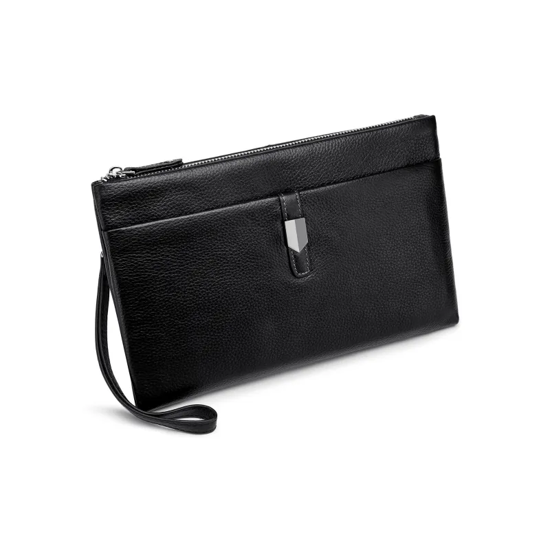 FAIRWHALE Top Grain Cow Leather Clutch Regular Men's Black-5