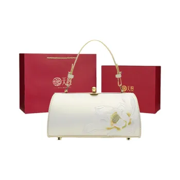 Pmsi Cow Leather Portable Cheongsam Chain Shoulder Bag Regular Women's White