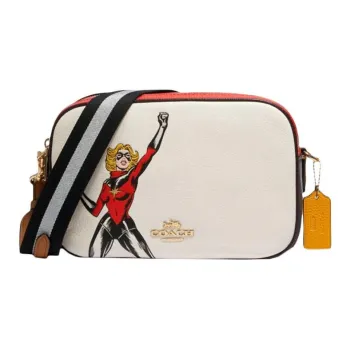 COACH MARVEL Collaboration Jes Cow Leather Camera Bags Crossbody Bag Shoulder Bag Medium Size Women's White