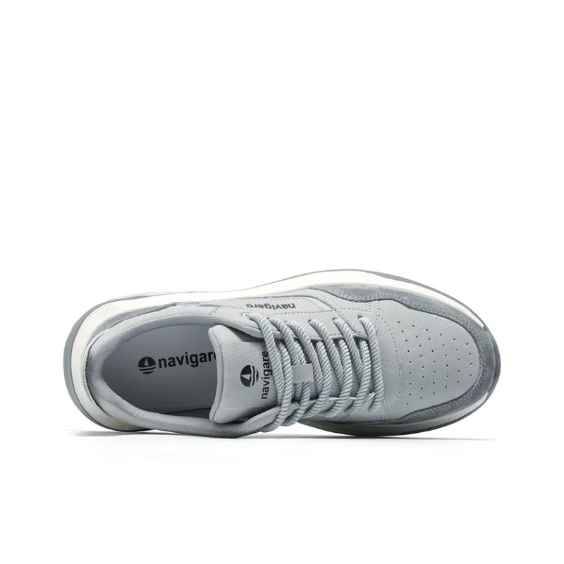 NAVIGARE Small Sailboats Height Increasing Low Top Casual Shoes Men's Light Gray-2