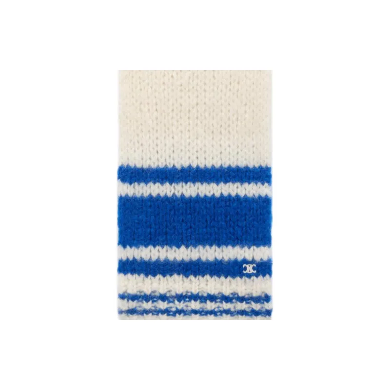 CELINE Striped Scarf In Chunky Mohair And Wool-2