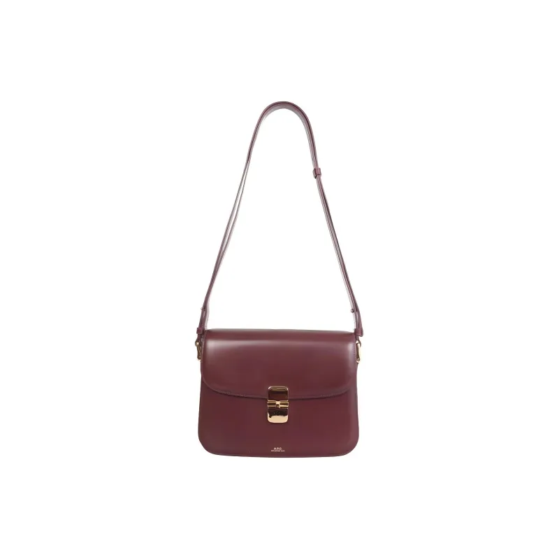 A.P.C Cow Leather Shoulder Bag, Crossbody Bag Regular Women's Burgundy-0