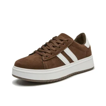 Little Red Man Low Top Skateboard Shoes Women's Coffee