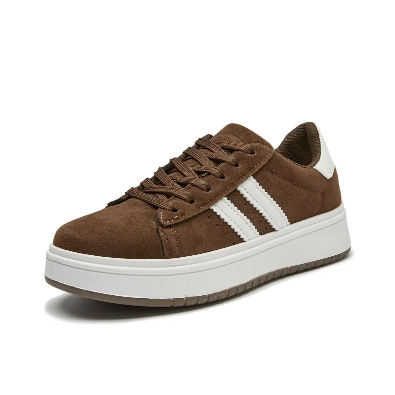 Little Red Man Low Top Skateboard Shoes Women's Coffee-0