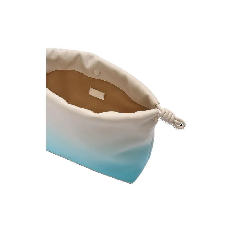 LOEWE Flamenco Sheepskin Clutch Bag Over The Shoulder Medium Size Women's Light Blue & White-7
