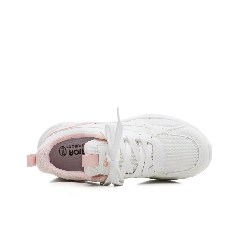 Warrior Lightweight Rebound Low Top Casual Long Distance Running Shoes Women's White Pink-4