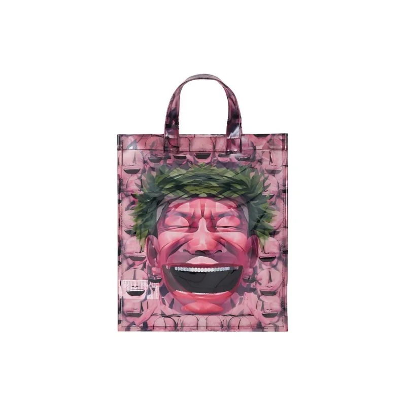 CDG Play Polyurethane Tote Bag Shopping Bag Handbag Unisex Cherry Blossom Pink-0