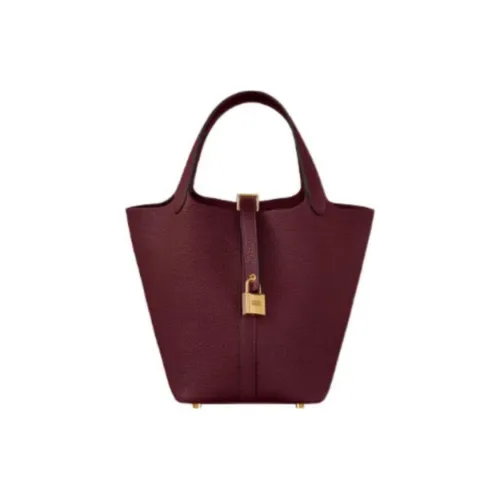 HERMES Picotin Maurice Bullock Leather Basket Bag Handbag Bucket Bag Women's 57 Bordeaux Red