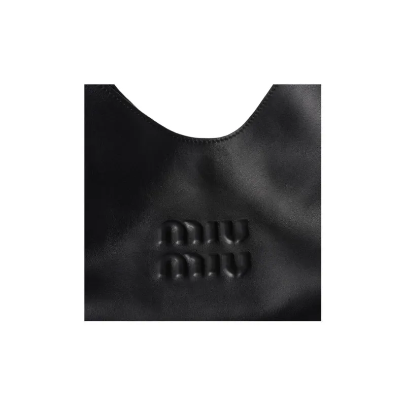 MIU MIU Leather Hobo Bag, Handbag, Shoulder Bag Women's Black-4