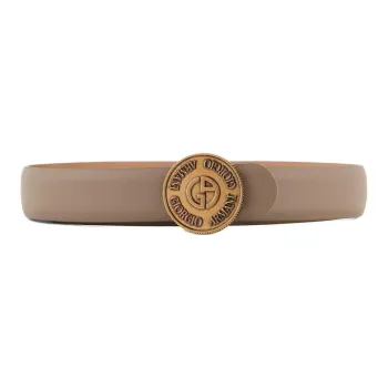 GIORGIO ARMANI Slim Leather Belt With Round Buckle