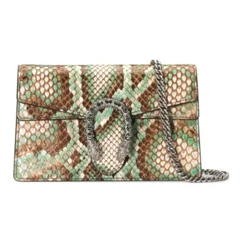 GUCCI Python Skin Shoulder Bag Crossbody Bag Extra Mini Women's Beige/Green