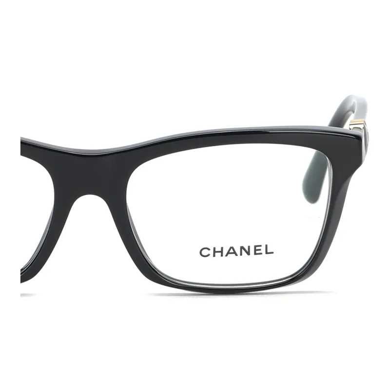CHANEL Acetate Square Eyeglass Frames Women's Black-3