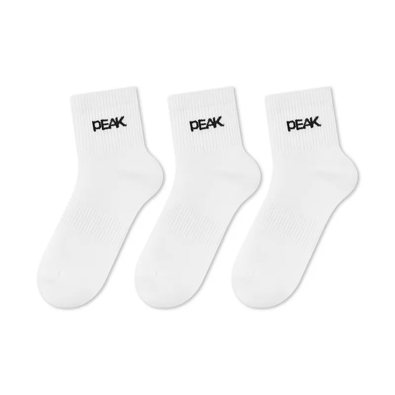 PEAK Mid-Calf Socks Unisex Combo Set Black White Gray-4