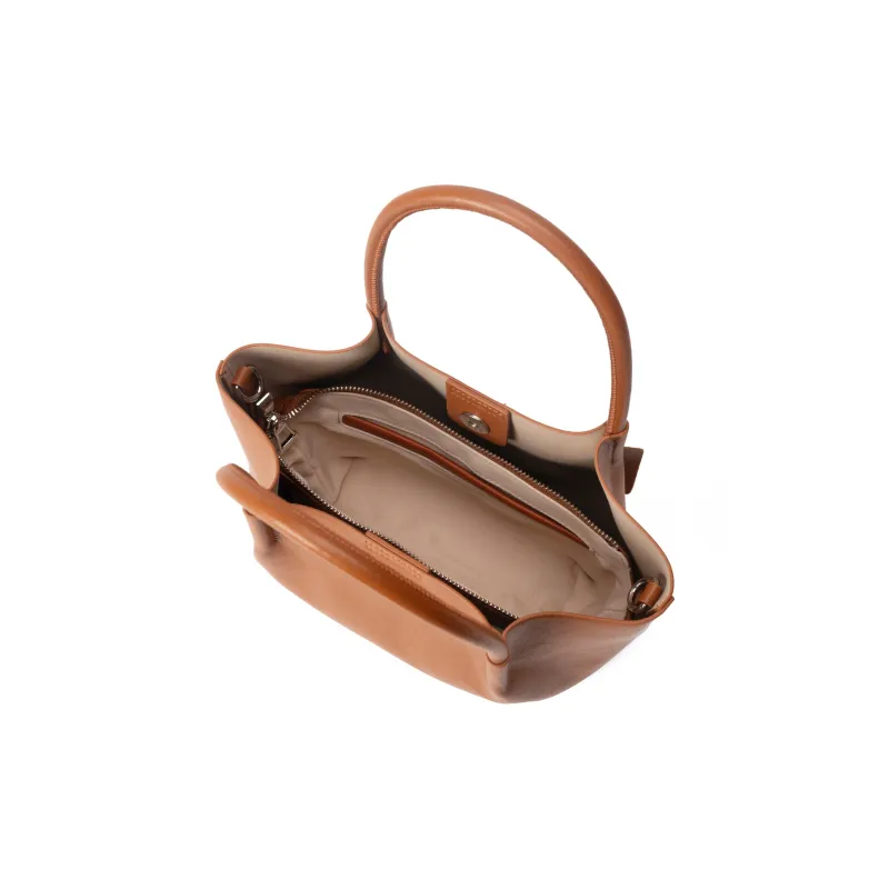 AQUASCUTUM Top Grain Cow Leather Tote Bag, Shoulder Bag, Handbag Women's Brown-7