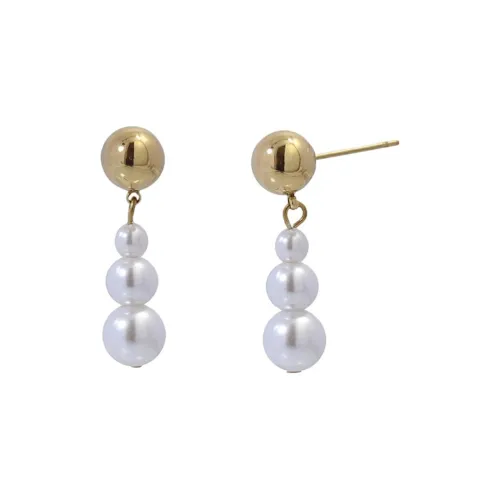 ANARTXY Stainless Steel Pearl Surgical Steel Earrings Women's Gold/Silver