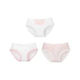 C Set-White Base Bib+White Bowknot+Pink Stripes[Breathable Cotton 3-Pack]