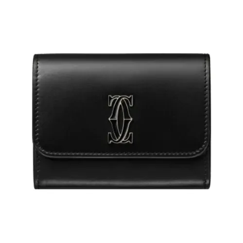 CARTIER Calfskin Wallet, Card Holder Women's Black