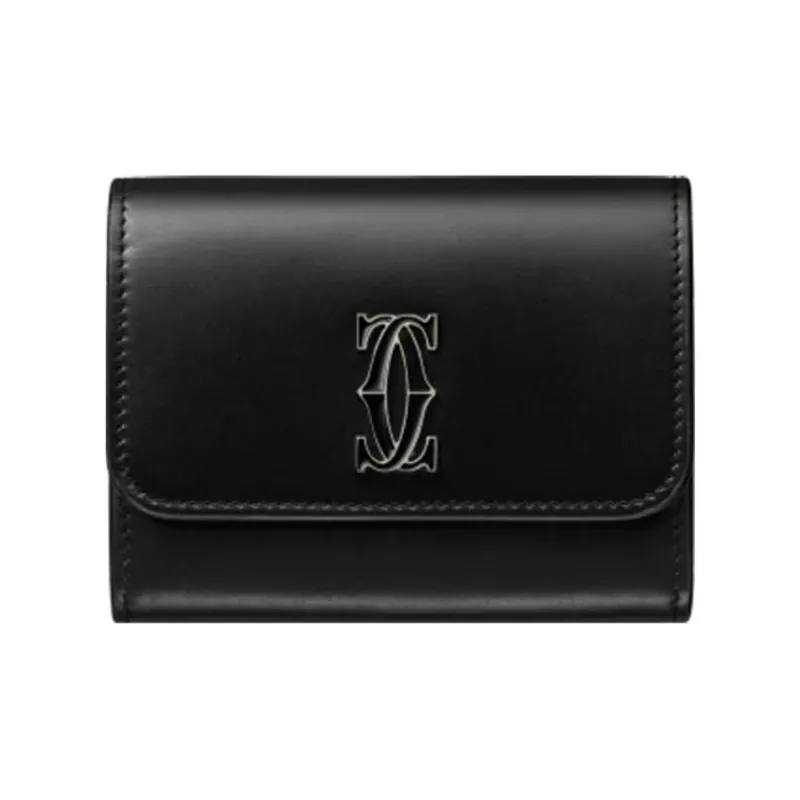 CARTIER Calfskin Wallet, Card Holder Women's Black-0
