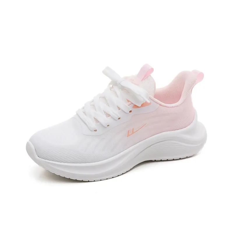 Warrior Lightweight Rebound Low Top Casual Long Distance Running Running Shoes Women's White Pink-1