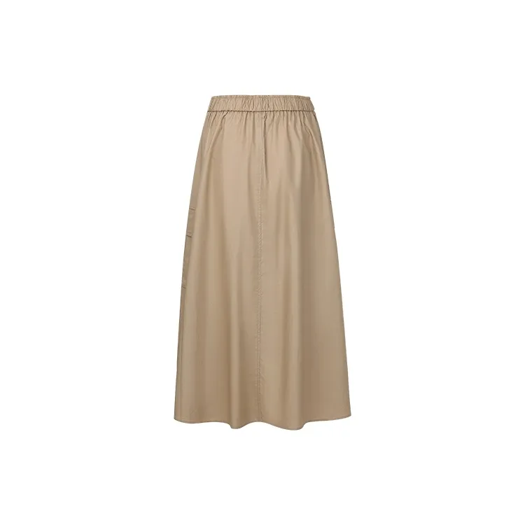URBAN REVIVO Casual Long Skirt Women's Khaki-1