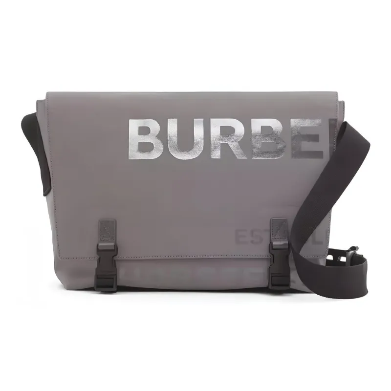 Burberry Horseferry Coated Canvas Messenger Bag Shoulder Bag Crossbody Bag Men's Pastel Pink Gray-0