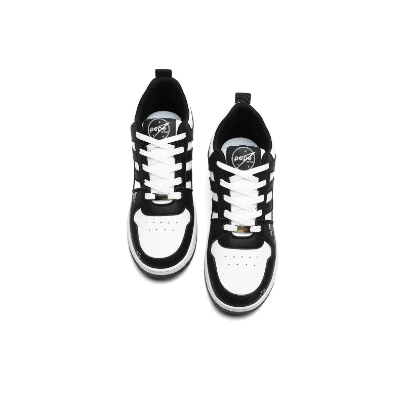 Pepe The Frog Skateboard Shoes Unisex Low Top Classic Black White/Pink/Raw White-12