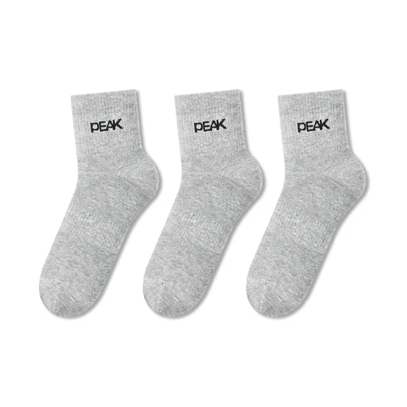 PEAK Mid-Calf Socks Unisex Combo Set Black White Gray-10
