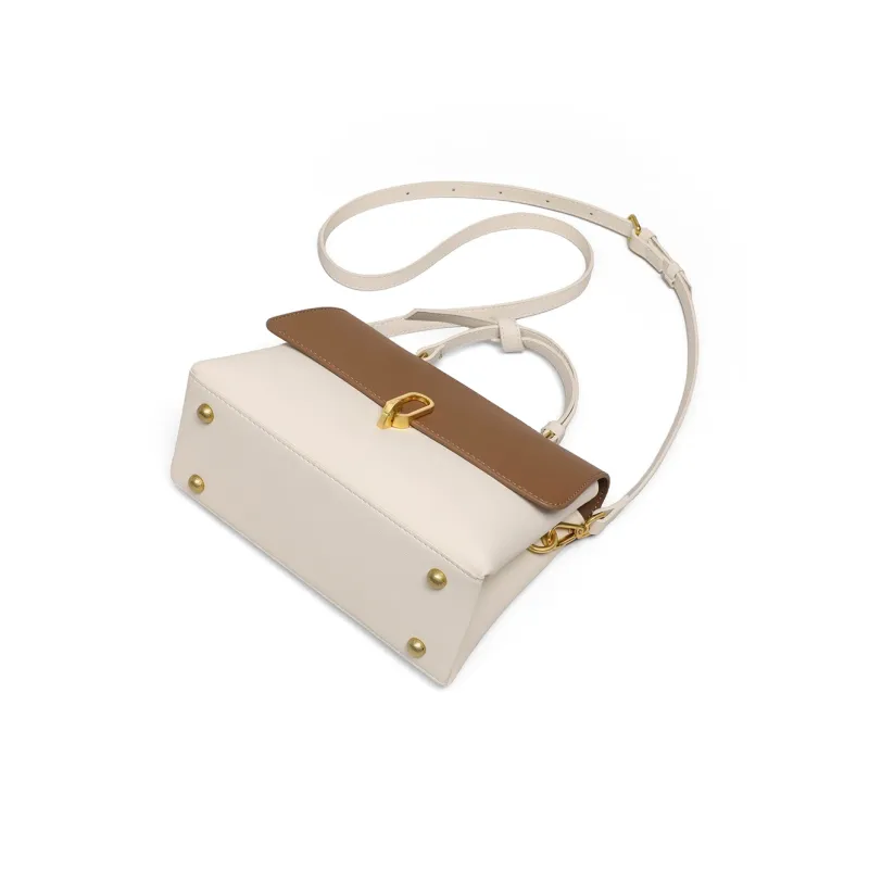 PT'SON Cow Leather Handbags Shoulder Bag Crossbody Bag Regular Women's White & Coffee-6
