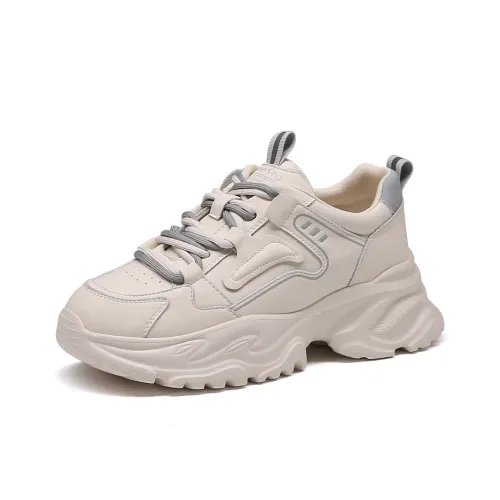 Spider King Slip Resistant Low Top Chunky Sneakers Women's Beige