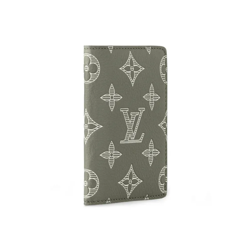 LOUIS VUITTON Calfskin Card Holder Men's Olive Green-1