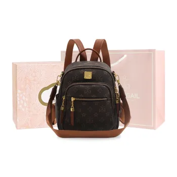 MISS GAIL Synthetic Leather One Shoulder Portable Backpack Medium Size Women's Brown