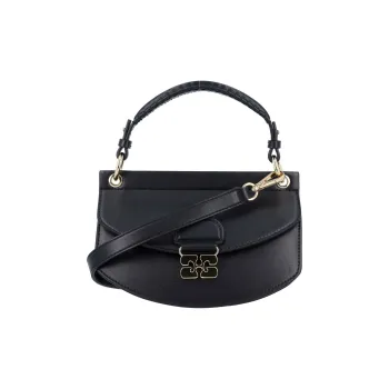 GANNI Recycled Leather Crossbody One Shoulder Handbag Mini Women's Black