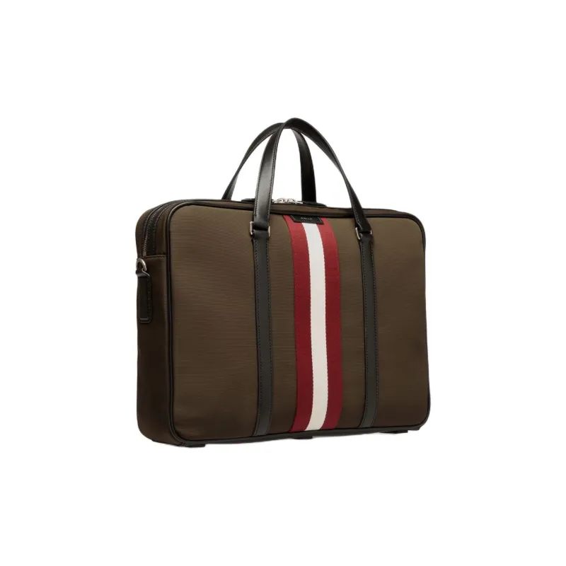 BALLY Code Nylon Portable One Shoulder Crossbody Briefcases Men's Green-1