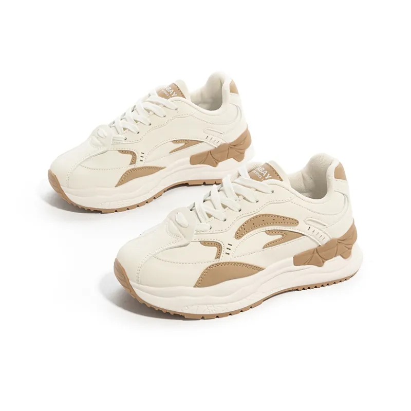 Babaya Anti Slip Wear Resistant Low Top Chunky Sneakers Women's Ecru-2