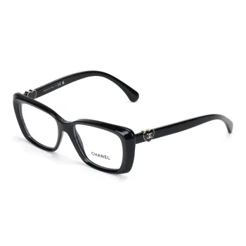 CHANEL Acetate Irregular Shape Eyeglass Frames Unisex Black