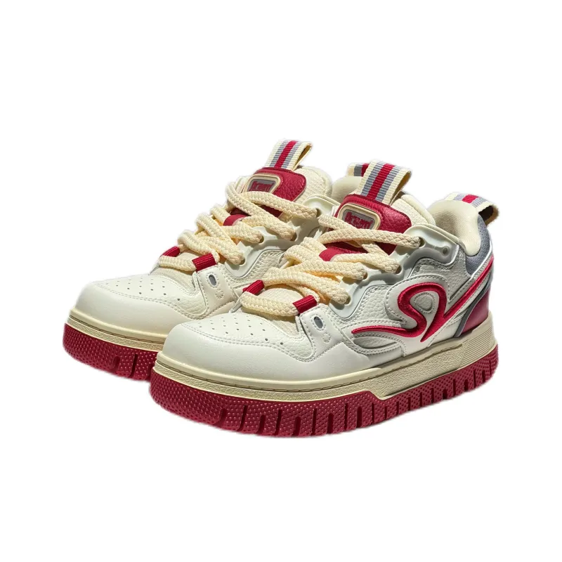 ANTA SNEAKERVERSE ATSV 3STEPS Anti Slip Wear Resistant Mid Top Skateboard Shoes Men's White Red-1