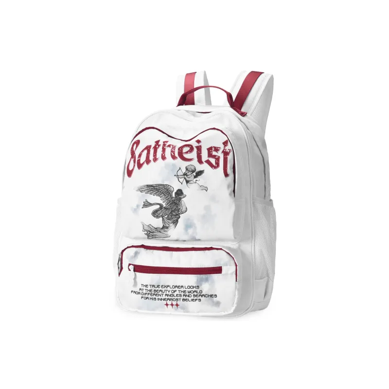 8atheist Polyester Backpack Unisex White-1