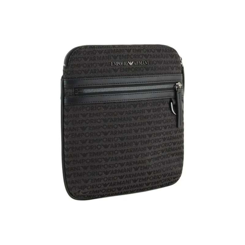 EMPORIO ARMANI All Over Lettering Jacquard Flat Shoulder Bag-1