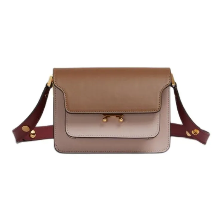 MARNI Trunk Cow Leather Trunk Bag Shoulder Bag Women's Beige White Pink Patchwork-2