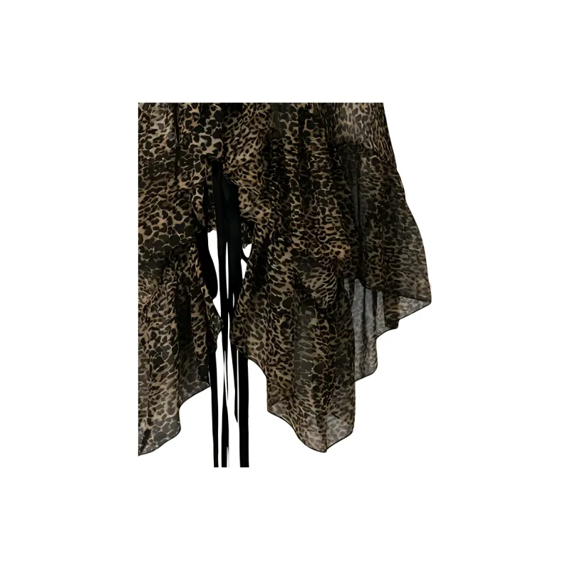 SAINT LAURENT Leopard print Asymmetric Blouse-5