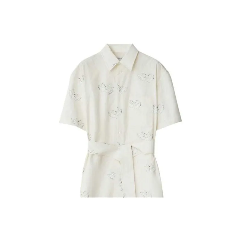 Burberry SS24 Short Sleeved Dress Women's White-3