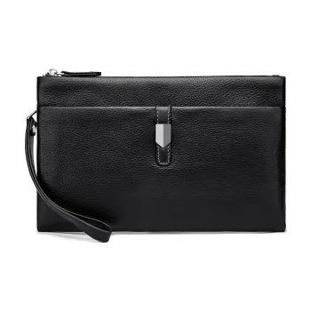 FAIRWHALE Top Grain Cow Leather Clutch Regular Men's Black