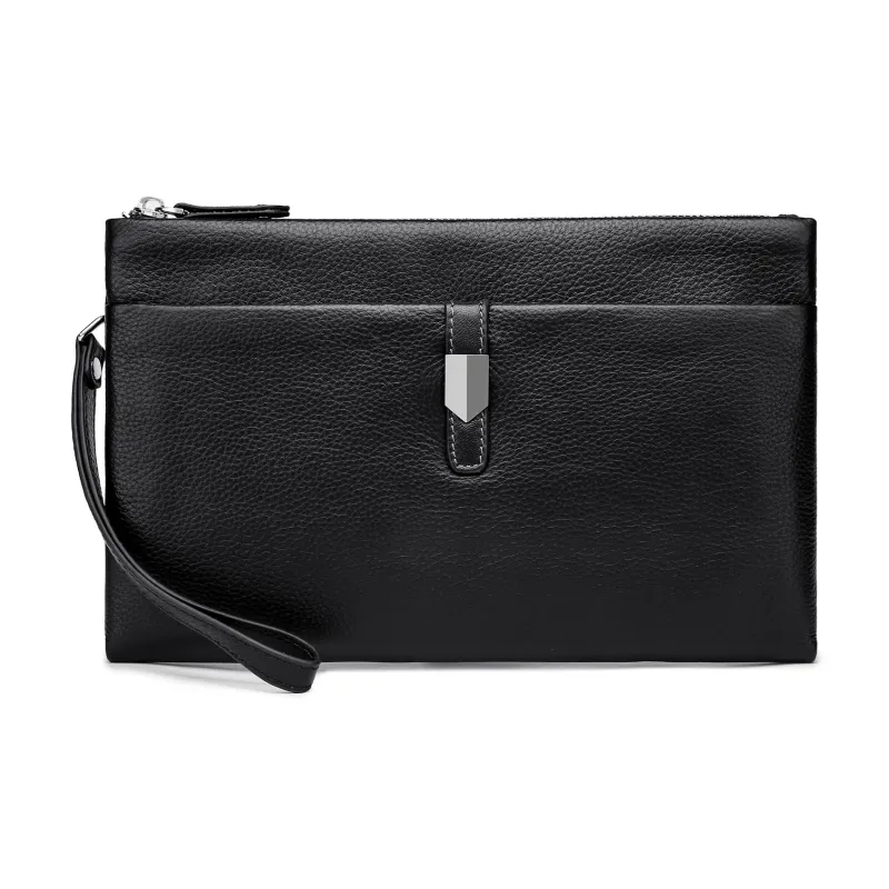 FAIRWHALE Top Grain Cow Leather Clutch Regular Men's Black-0