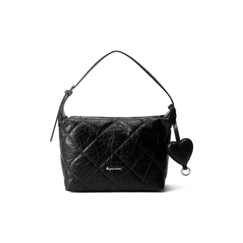 AQUASCUTUM Top Grain Cow Leather Shoulder Bag Women's Black-5