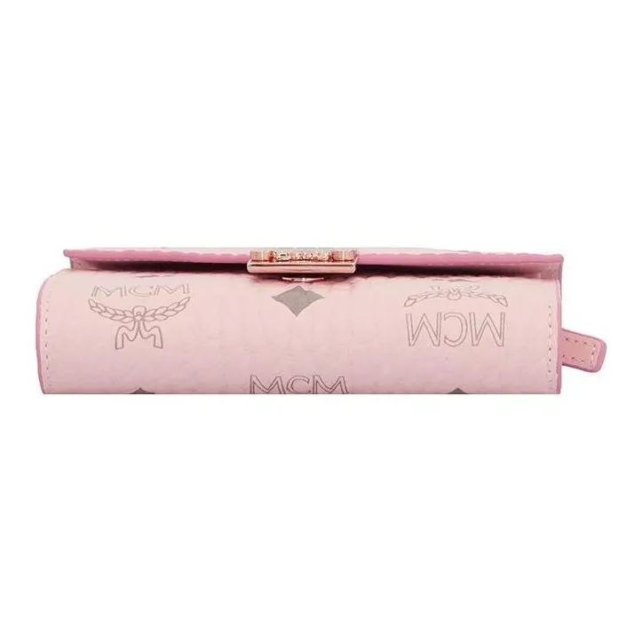MCM Patricia Visetos Artificial Leather Wallet Small Size Women's Pink-3