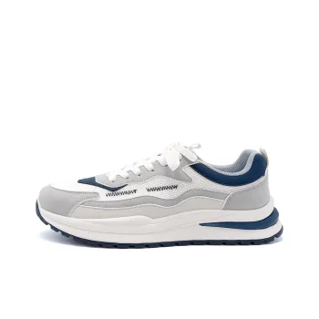 HUANQIU Cushioned Wear Resistant Moisture Wicking Lightweight Low Top Casual Shoes Men's Beige Blue